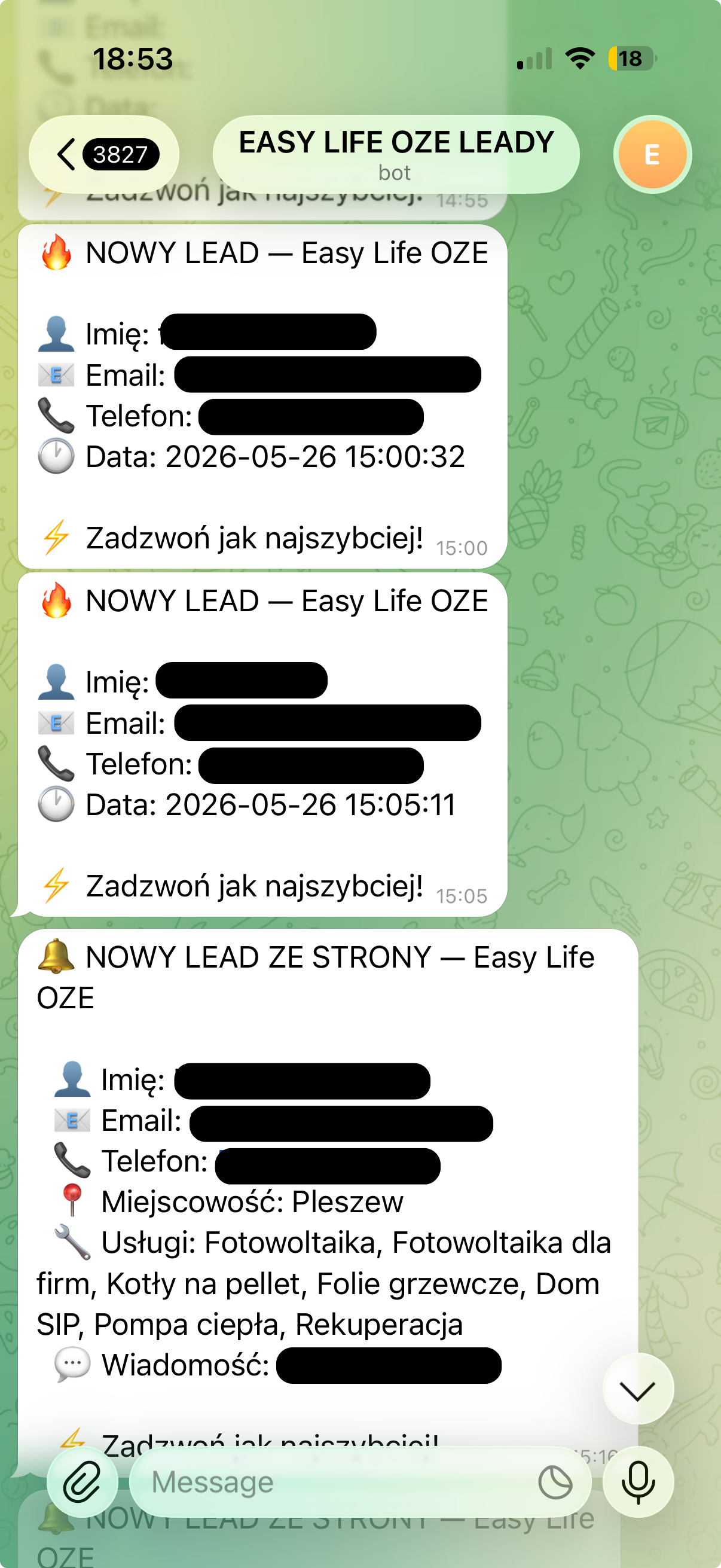 Realizacja: Kampania leadowa Easy Life + automatyzacja Make → Telegram
