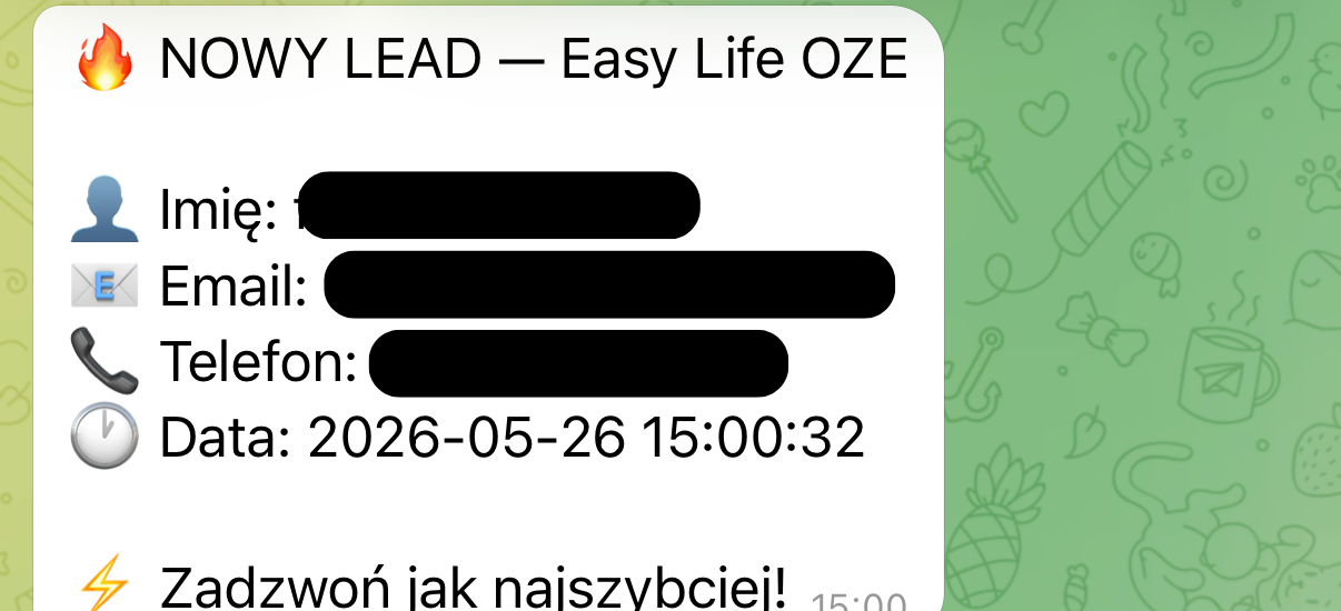 Kampania leadowa Easy Life + automatyzacja Make → Telegram